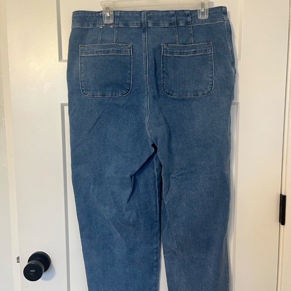 TALBOTS Sailor Jeans Women's 12 Wide Leg Stretch High Rise Nautical Mystic Blue - Picture 5 of 11